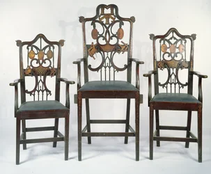 Tres sillas masónicas georgianas, hacia 1790
