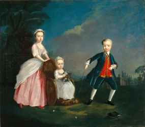 Tres niños en un parque, c.1750 (óleo sobre lienzo)