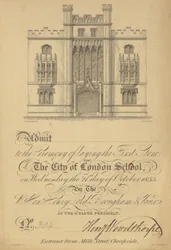 Entrada para la colocación de la primera piedra de la Escuela de la Ciudad de Londres, 21 de octubre de 1835