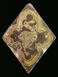 Azulejo que representa una bestia mítica, se cree que es de la Abadía de Hailes, Gloucestershire