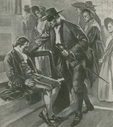 Cansado y hambriento, Benjamin Franklin se duerme en una casa de reuniones cuáquera