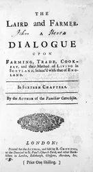 Página de título para The Laird and Farmer por el autor de The Familiar Catechism, publicado en 1750