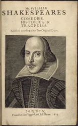 Página de título con un retrato de Shakespeare, de 