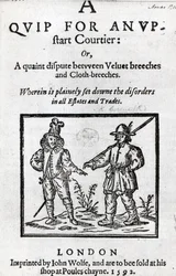 Página de título de A Quip for an Upstart Courtier por Robert Greene, 1592