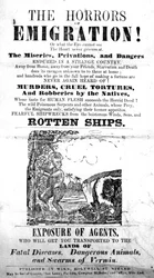 Página de título de un folleto sobre The Horrors of Emigration! (papel impreso)
