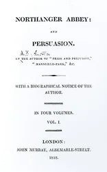 Página de título de Northanger Abbey y Persuasion por Jane Austen, primera edición, 1818
