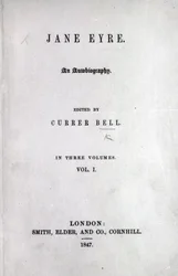 Portada de la primera edición de Jane Eyre por Charlotte Brontë, 1847