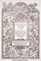 Portada de la temprana traducción de los Elementos de Euclides, impresa por John Day, Londres, 1570-71