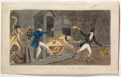 Tom y Bob atrapando a un Charley durmiendo, 1821
