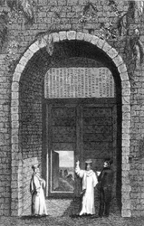 Lápida del embajador británico, Edward Barton (d.1597) sobre una puerta del monasterio en las Islas Príncipe, de Residencia en Constantinopla por Robert Walsh, 1836