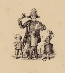 Pregonero y niños (litografía)