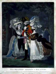 Dos Corsarios Atacando un Buque de Guerra
