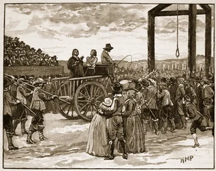 Tyburn en tiempos de Carlos I, ilustración de la Historia Ilustrada de Inglaterra de Cassell