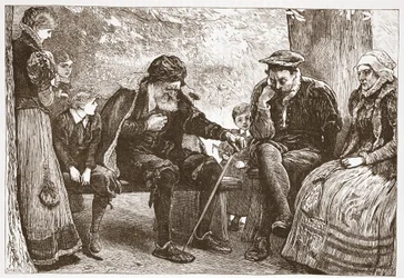Bajo los tilos, ilustración de La Historia del Protestantismo de James Aitken Wylie (1808-1890), pub. 1878