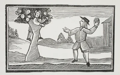 Sube al árbol, ilustración de Chap-books del siglo XVIII de John Ashton, pub. 1882