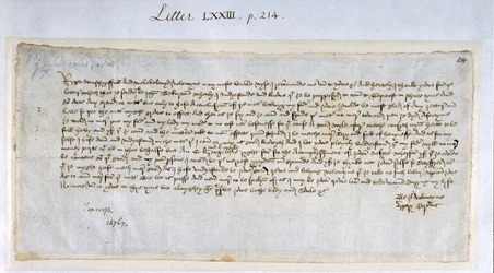 Carta de San Valentín de Margery Brews a John Paston III, febrero de 1477 (pluma y tinta sobre papel)