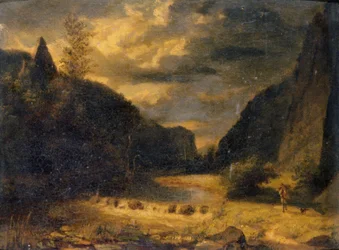 Paisaje de valle, c.1850 (óleo sobre tabla)