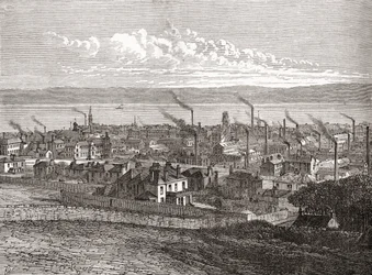 Vista de Dundee, Escocia, extraída de "Cities of the World", publicado hacia 1893 (grabado)