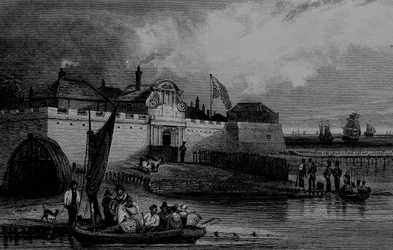 Vista del Fuerte Tilbury, grabado por H. Adhard