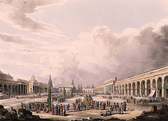 Vista de la Gran Plaza con las tiendas en Moscú, lámina 3 de 