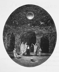 Vista de los antiguos ritos misteriosos celebrados en la caverna mitraica