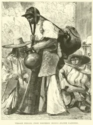 Indios de aldea, del norte de México, portadores de agua