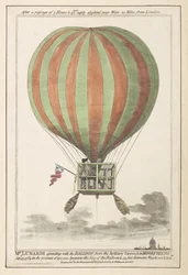 Vincent Lunardi en el aire tras su ascensión desde Moorfields, septiembre de 1784