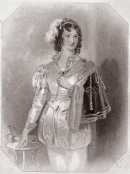 Viola (Noche de reyes) - de la Galería de mujeres de Shakespeare, colección de cuarenta y cinco retratos serios por artistas tempranos de Londres, enriquecidos con avisos críticos y literarios, circa 1838