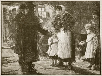 Visita del recaudador de diezmos, Irlanda, 1832, ilustración de Cassells Illustrated History of England