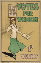 Votes for Women, de The Suffragette, pub.1912 (litografía en color)