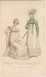Vestidos de paseo y de noche para julio de 1818