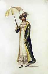 Vestido de paseo, lámina de moda de Ackermann