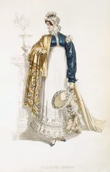 Vestido de paseo, lámina de moda de Ackermanns Repository of Arts
