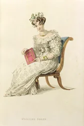 Vestido de boda, lámina de moda de Ackermanns Repository of Arts