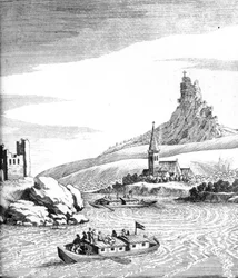 Remolino en el Danubio, de Un Relato de Varios Viajes por Edward Browne, publicado en 1677