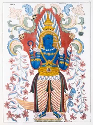 Wiebesana Dewa Raja, los Cuatro Guardianes de la Colina, de La Historia y Doctrina del Budismo por Edward Upham, 1829