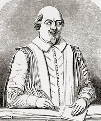 William Shakespeare, después del busto de la tumba en Stratford, de 