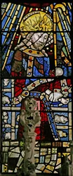 Ventana Ew que representa a Cristo (figura compuesta) - con joyas de vidrio de colores incrustado