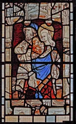 Ventana Ew que representa a Santa María Salomé, Zebedeo con el infante San Juan