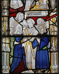 Ventana que representa los Siete Sacramentos: Matrimonio