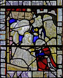 Ventana N8 que representa la Adoración de los Magos