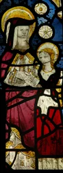 Ventana S-capilla-S6 que representa a Santa Ana enseñando a leer a la Virgen