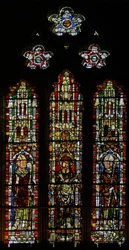 Ventana S3 que representa a San Brice, San Ambrosio y San Wulstan(?)