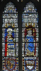 Ventana c18 que representa a un rey y un arzobispo