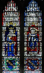 Ventana c19 que representa a un rey y un arzobispo