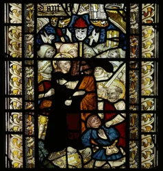 Ventana que representa la traición de Judas