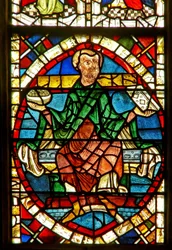Ventana que representa una figura genealógica: Jeconías