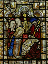 Ventana que representa la natividad