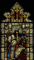 Ventana que representa la natividad