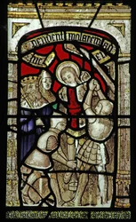 Ventana n6 que representa a San Jorge colgado de una horca